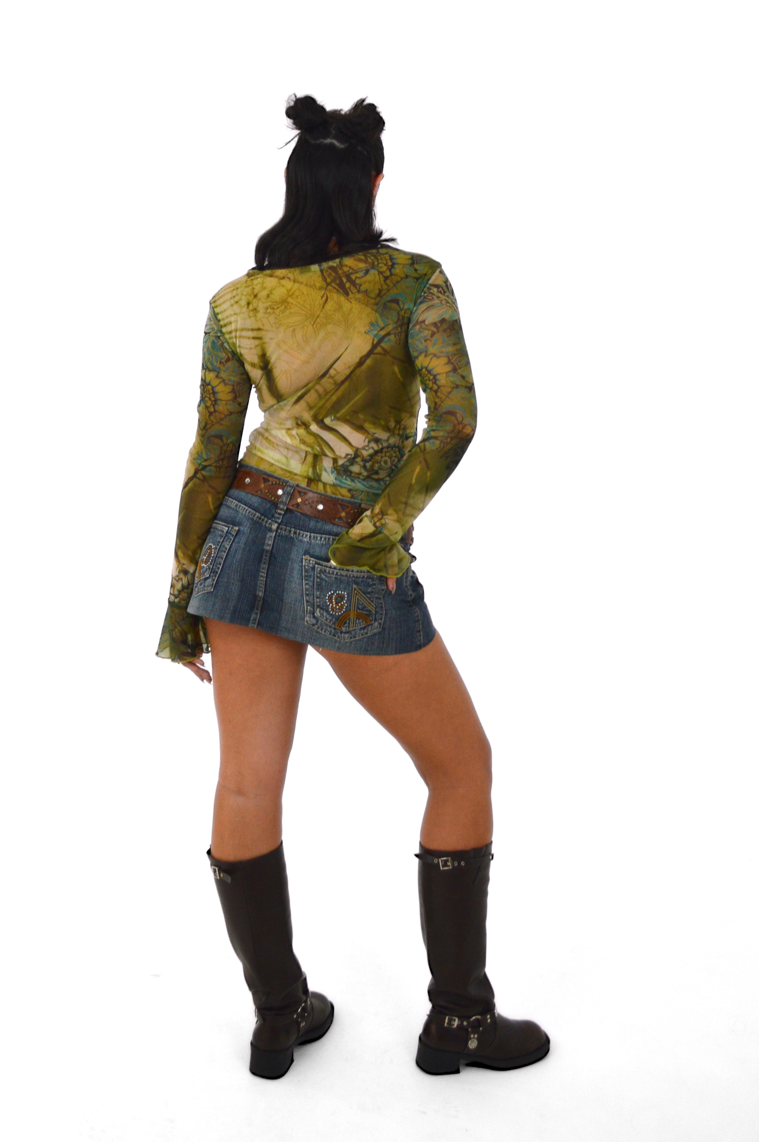 Jaded London green capulet mesh long sleeve top