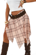 Pepper Mayo pink checked midi skirt